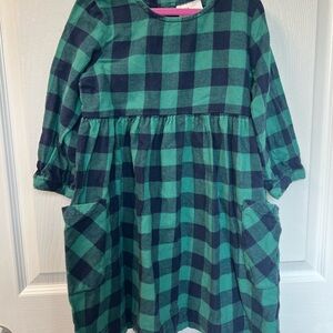 Hanna Andersson Green and Navy Buffalo Plaid Christmas Checkered Kids Dress